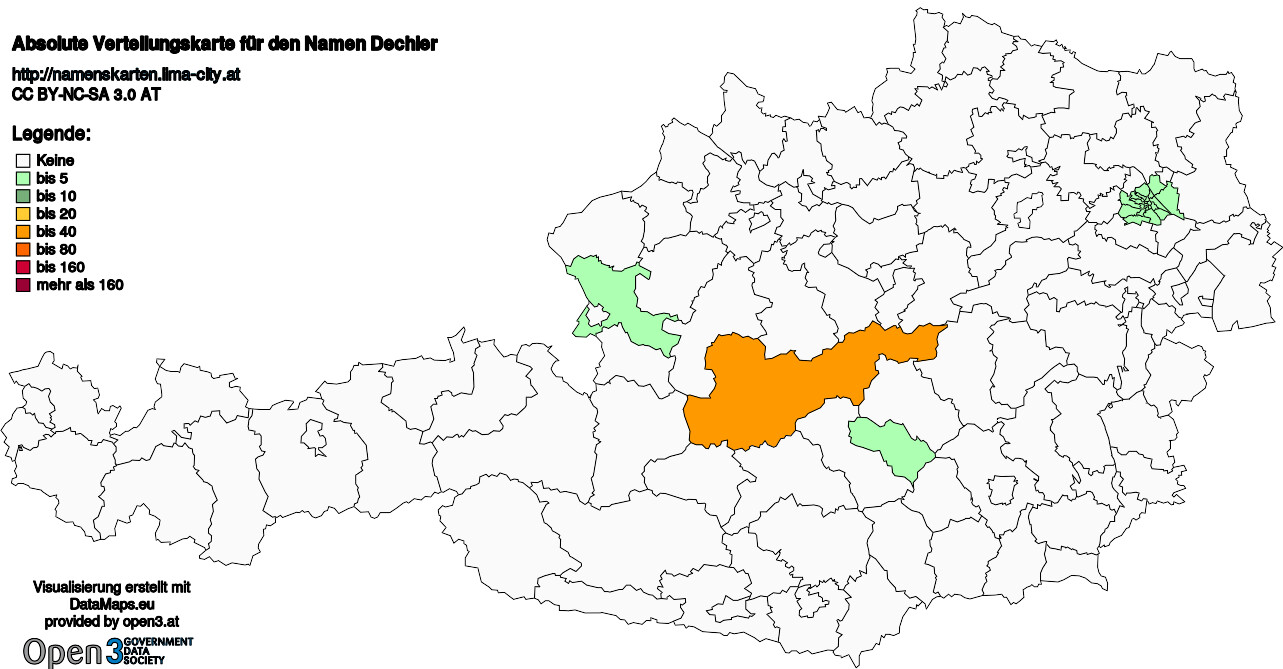 Absolute Verteilungskarten Nachnamen Dechler