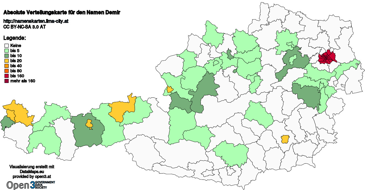 Absolute Verteilungskarten Nachnamen Demir