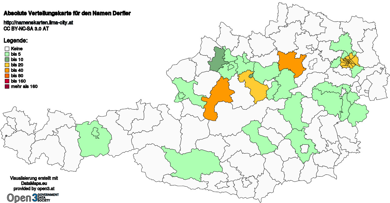 Absolute Verteilungskarten Nachnamen Derfler