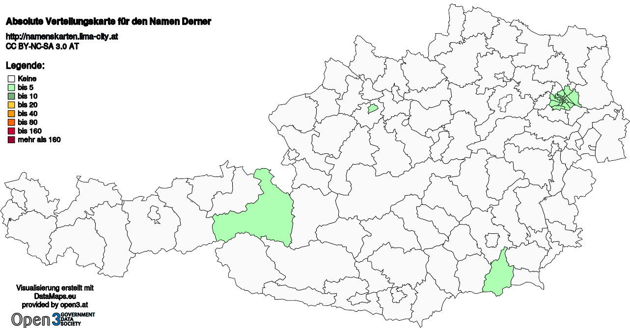 Absolute Verteilungskarten Nachnamen Derner