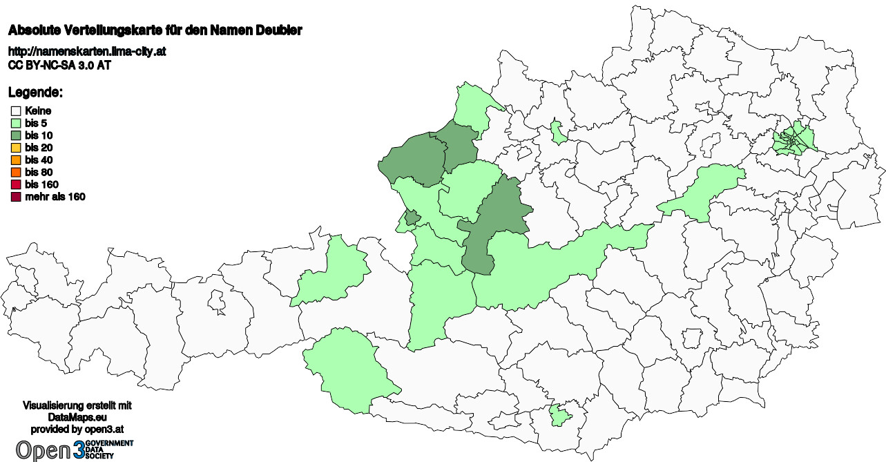 Absolute Verteilungskarten Nachnamen Deubler