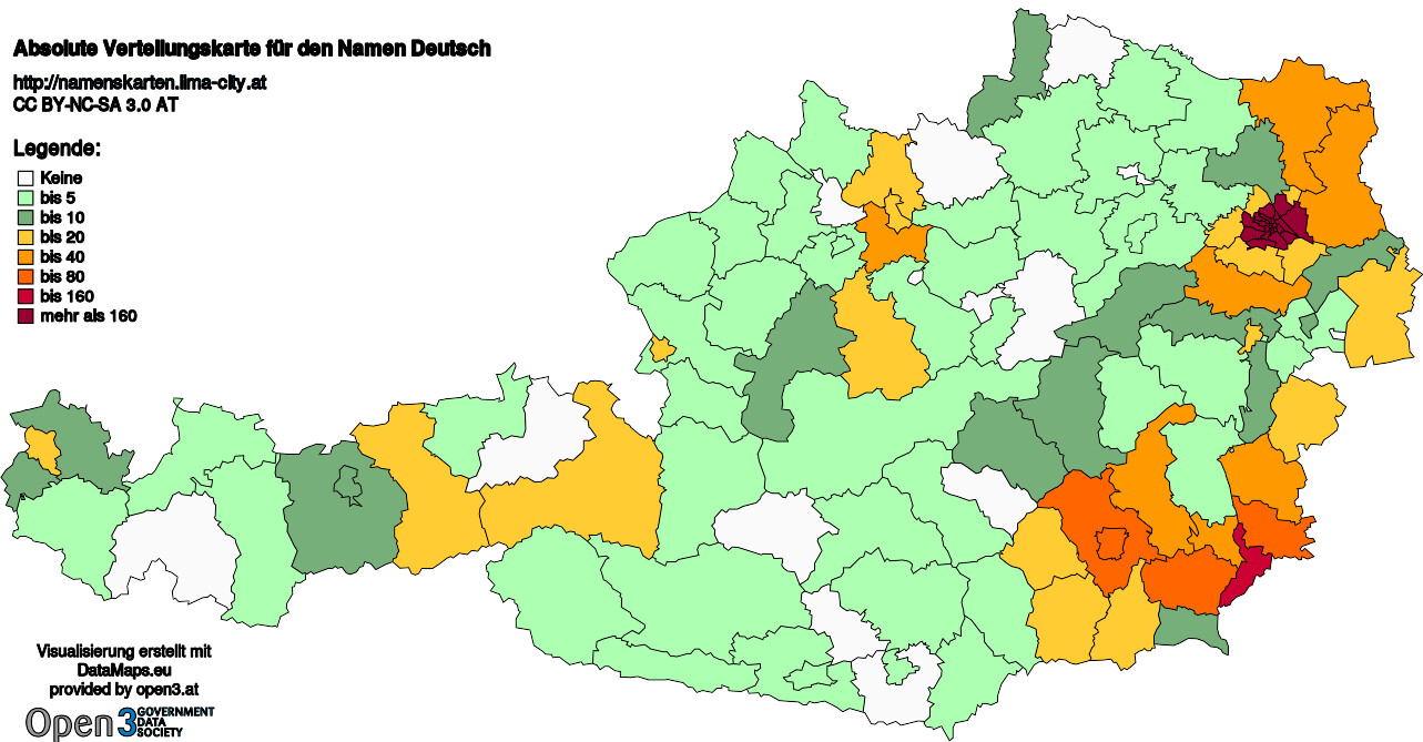 Absolute Verteilungskarten Nachnamen Deutsch