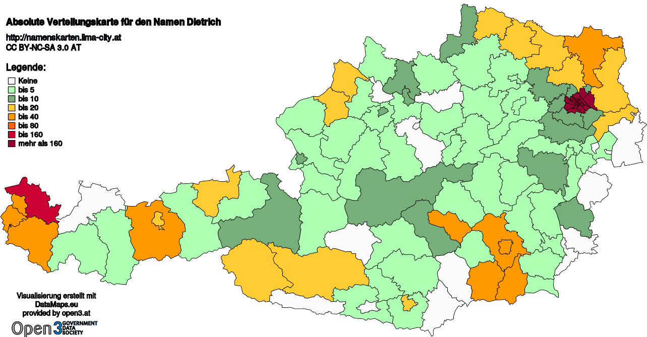 Absolute Verteilungskarten Nachnamen Dietrich