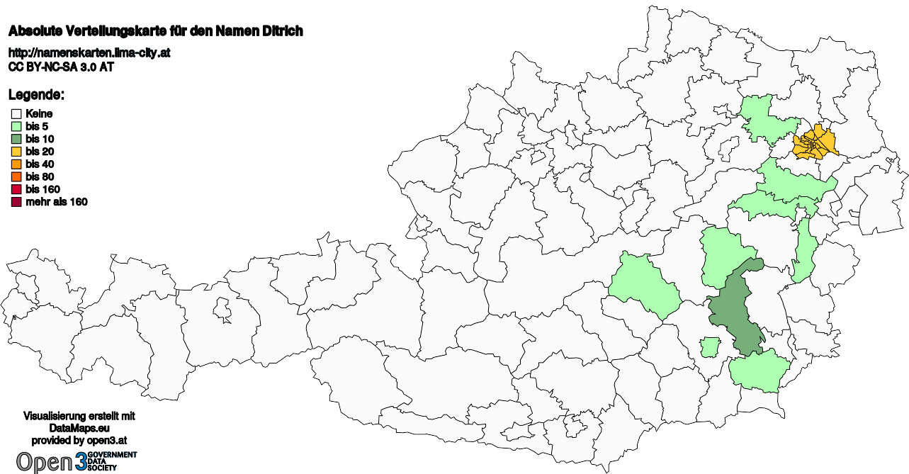 Absolute Verteilungskarten Nachnamen Ditrich