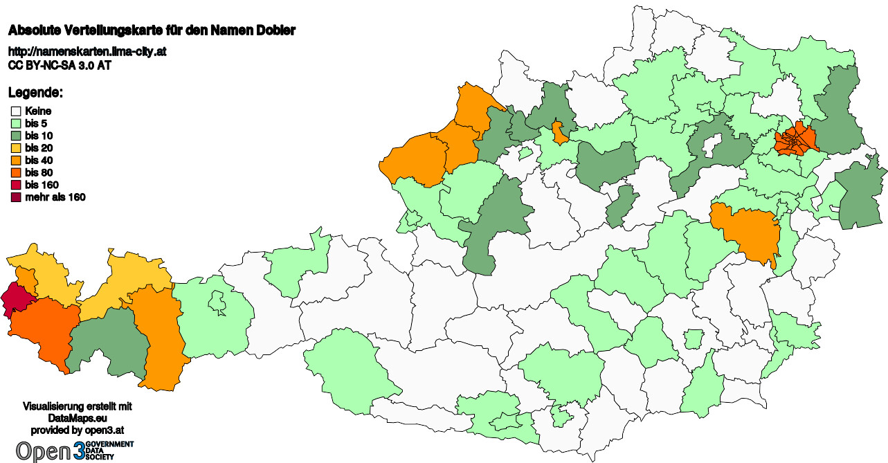Absolute Verteilungskarten Nachnamen Dobler