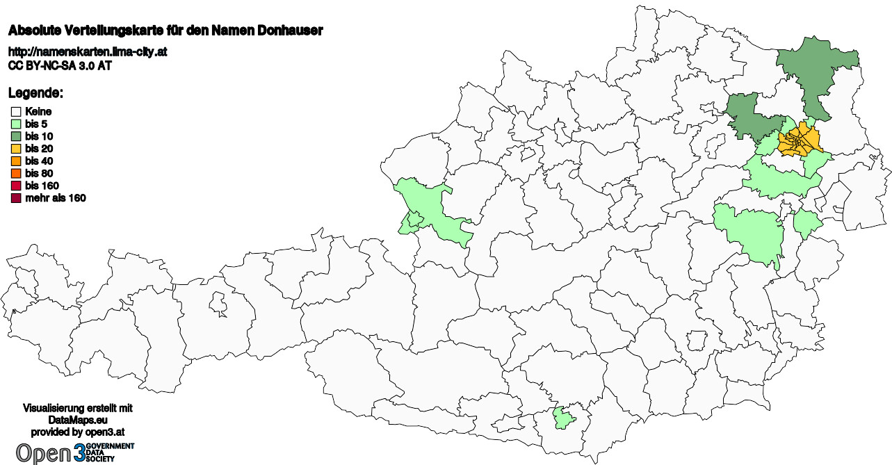 Absolute Verteilungskarten Nachnamen Donhauser