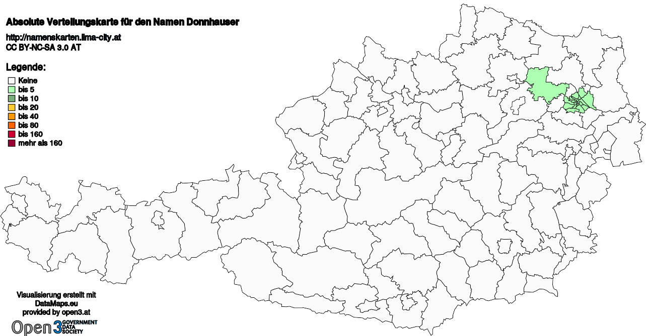 Absolute Verteilungskarten Nachnamen Donnhauser