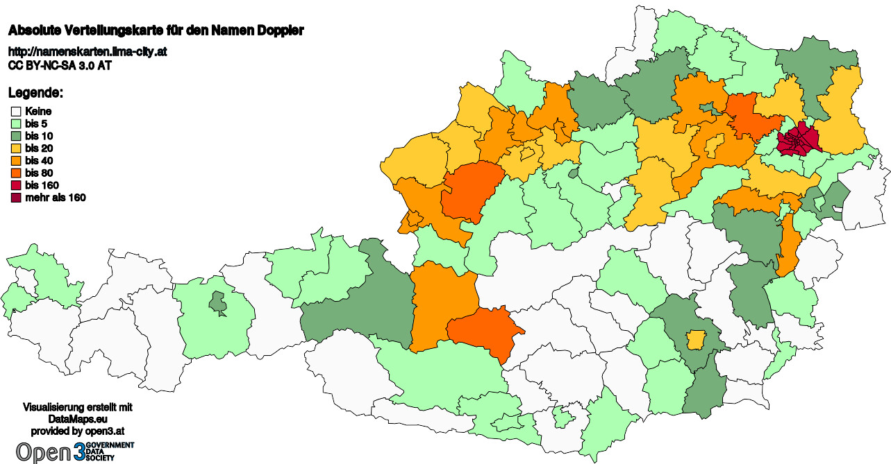 Absolute Verteilungskarten Nachnamen Doppler