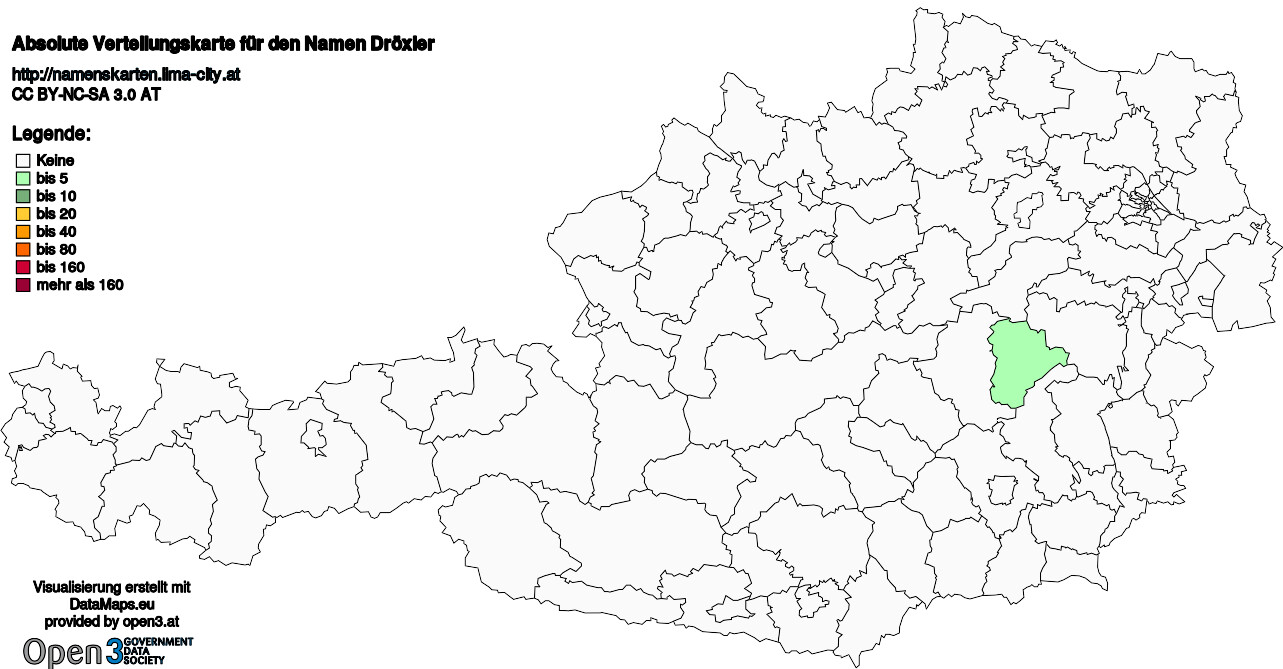 Absolute Verteilungskarten Nachnamen Dröxler