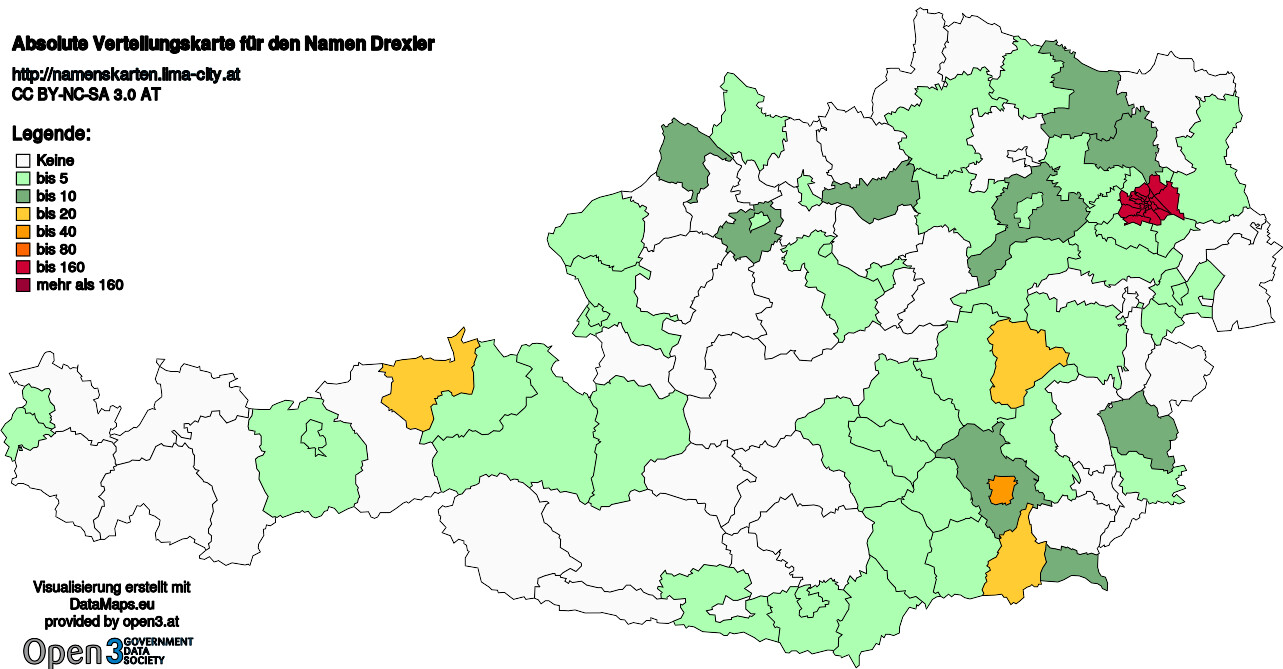 Absolute Verteilungskarten Nachnamen Drexler