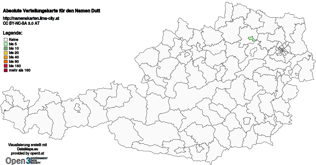 Absolute Verteilungskarten Nachnamen Dutt