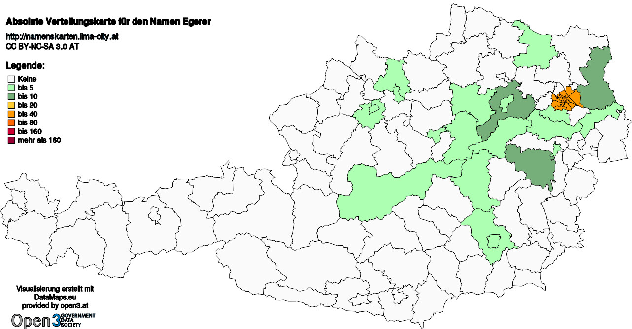 Absolute Verteilungskarten Nachnamen Egerer