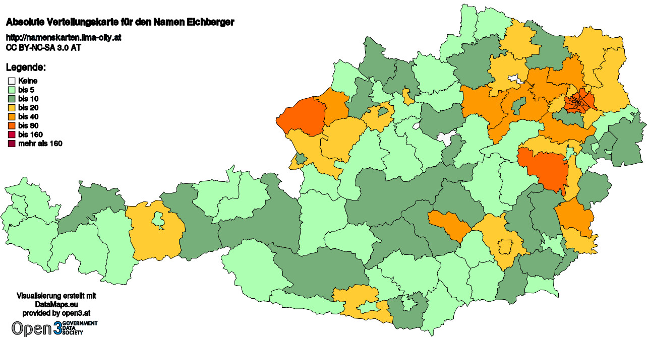 Absolute Verteilungskarten Nachnamen Eichberger