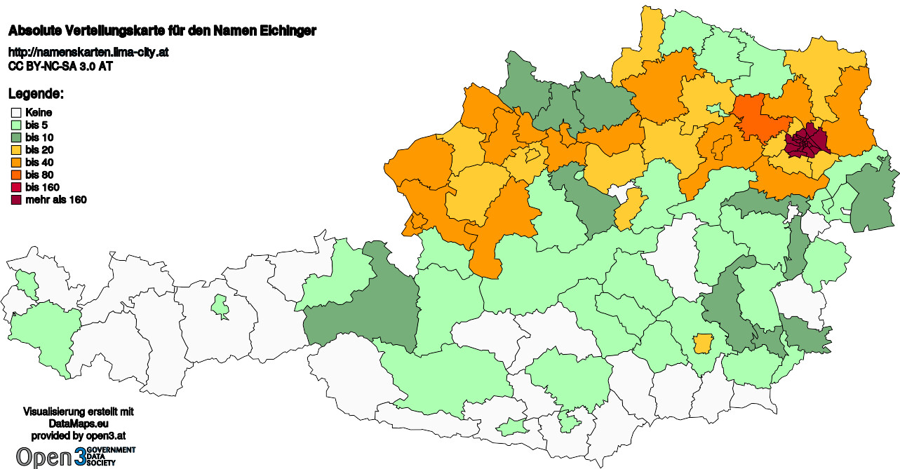 Absolute Verteilungskarten Nachnamen Eichinger