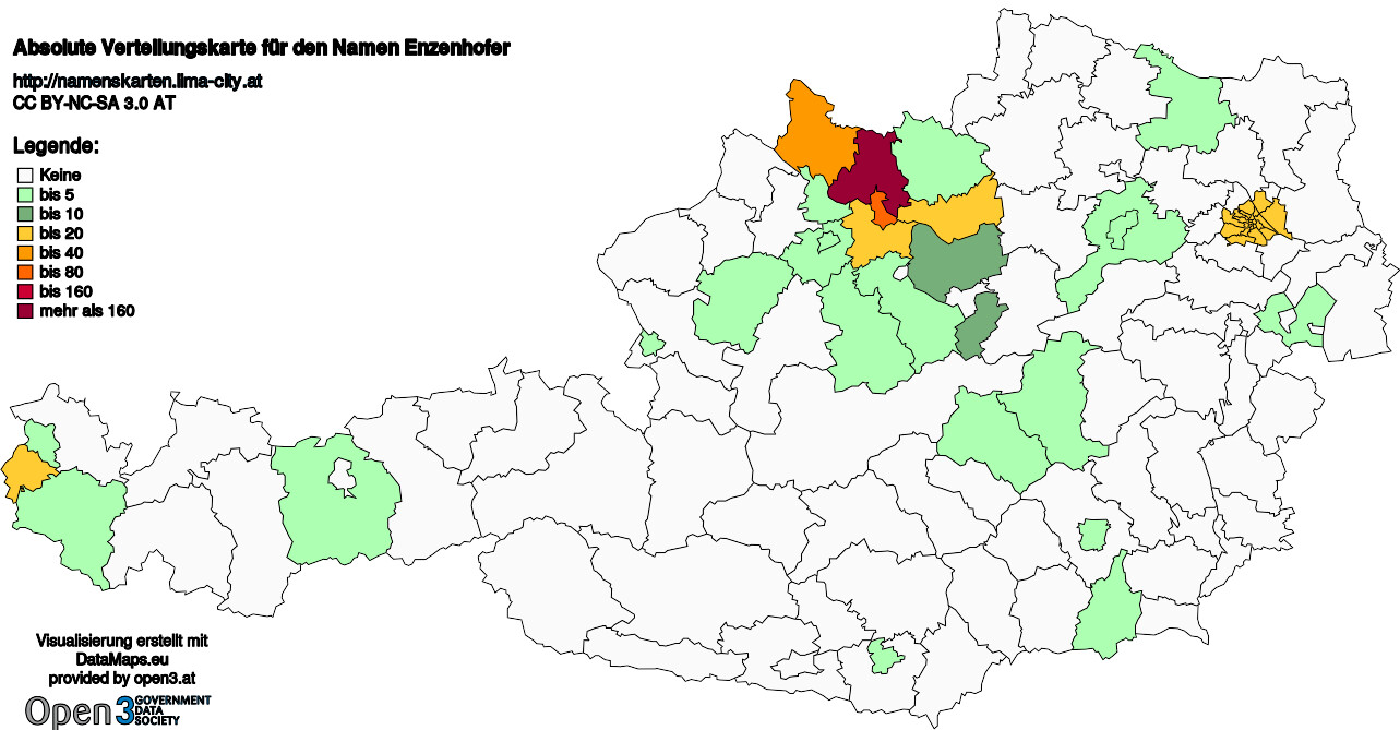 Absolute Verteilungskarten Nachnamen Enzenhofer