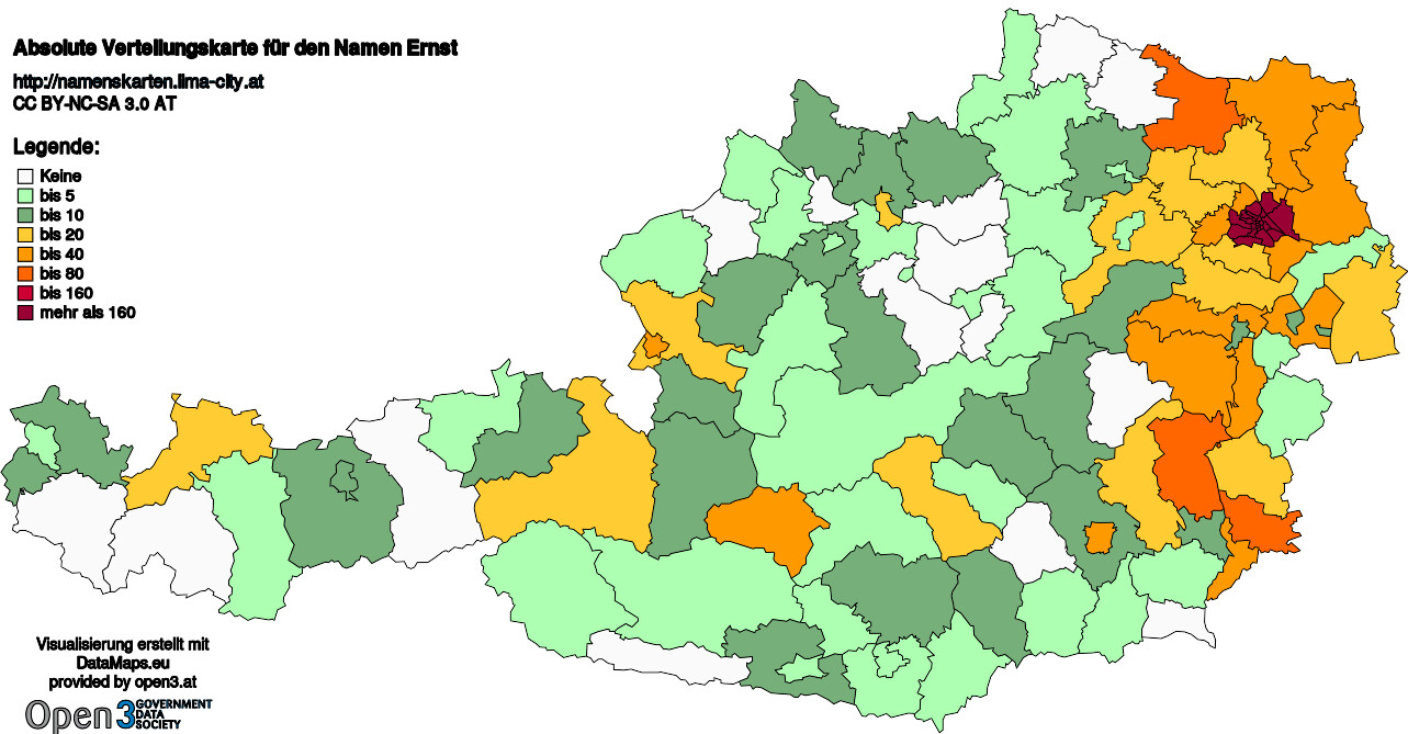 Absolute Verteilungskarten Nachnamen Ernst