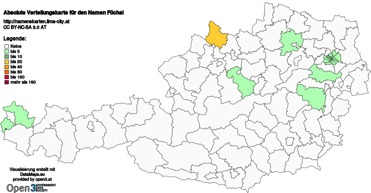 Absolute Verteilungskarten Nachnamen Füchsl