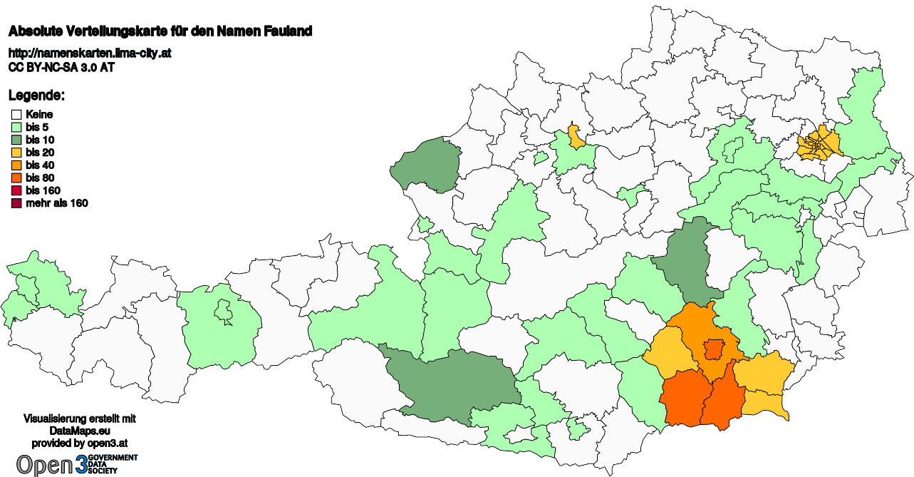 Absolute Verteilungskarten Nachnamen Fauland