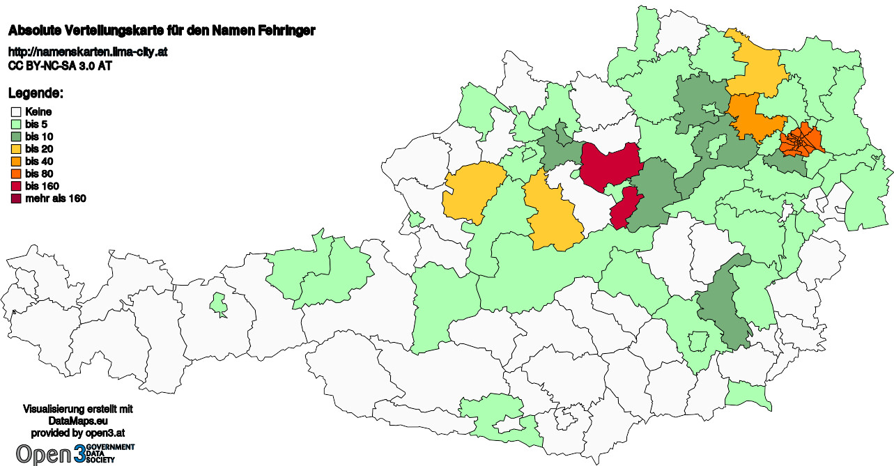 Absolute Verteilungskarten Nachnamen Fehringer