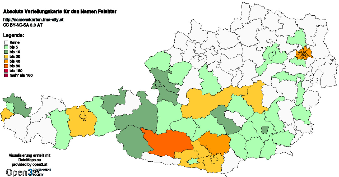 Absolute Verteilungskarten Nachnamen Feichter