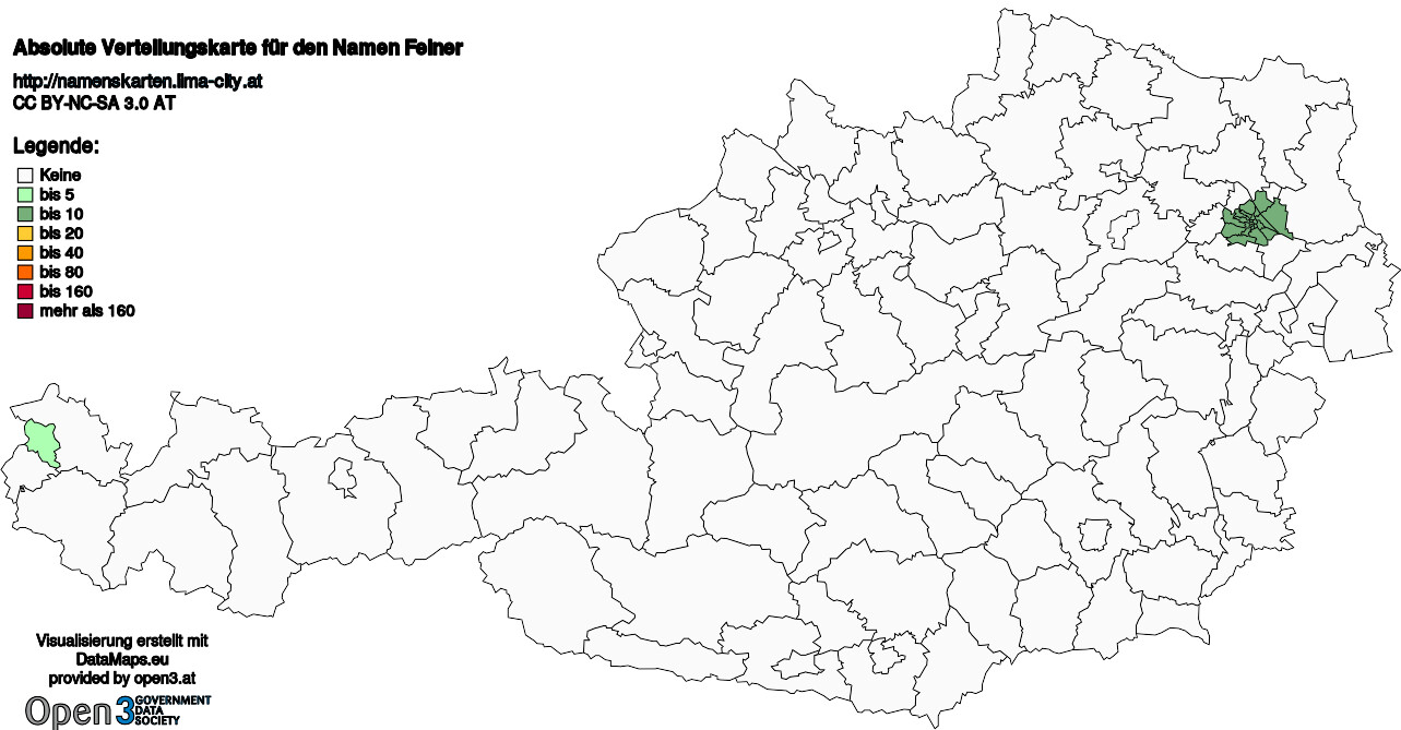 Absolute Verteilungskarten Nachnamen Felner