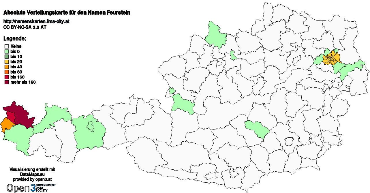 Absolute Verteilungskarten Nachnamen Feurstein
