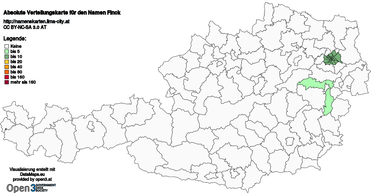 Absolute Verteilungskarten Nachnamen Finck