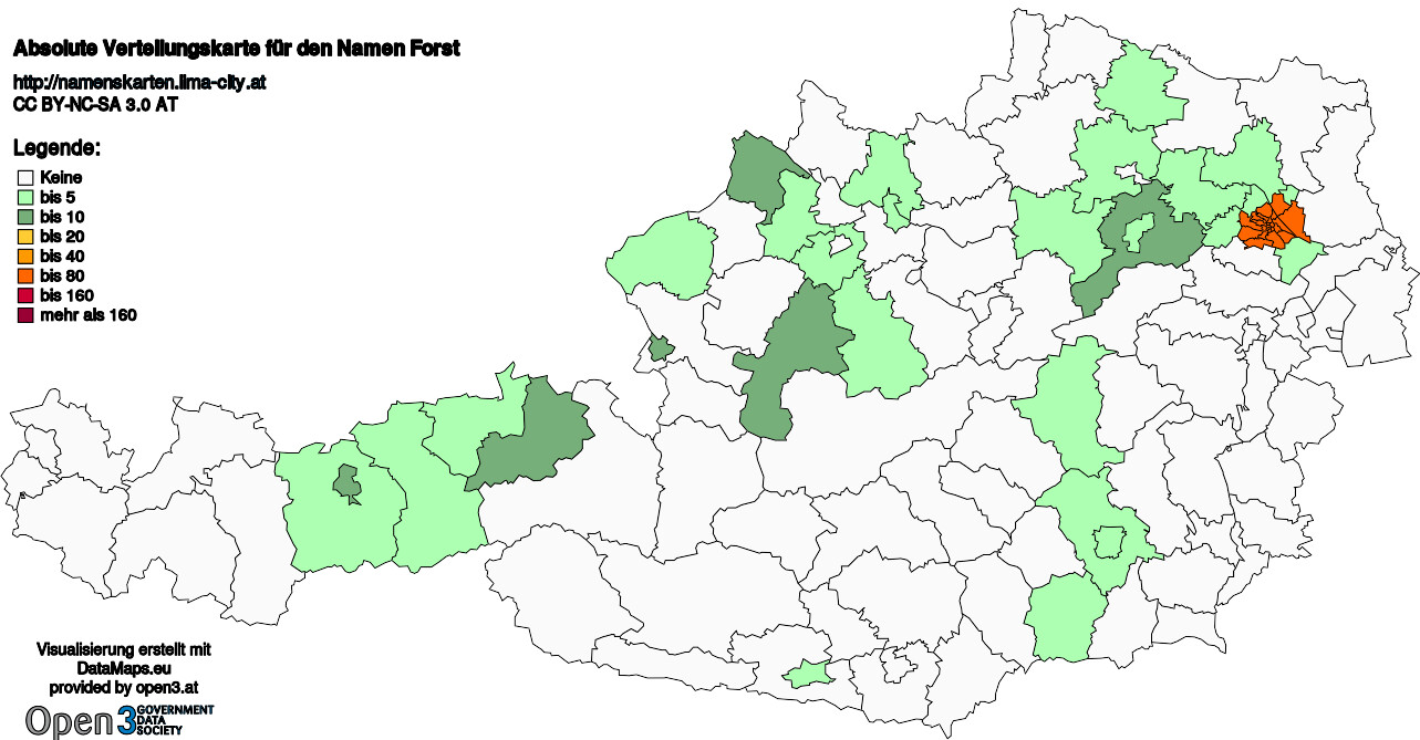 Absolute Verteilungskarten Nachnamen Forst