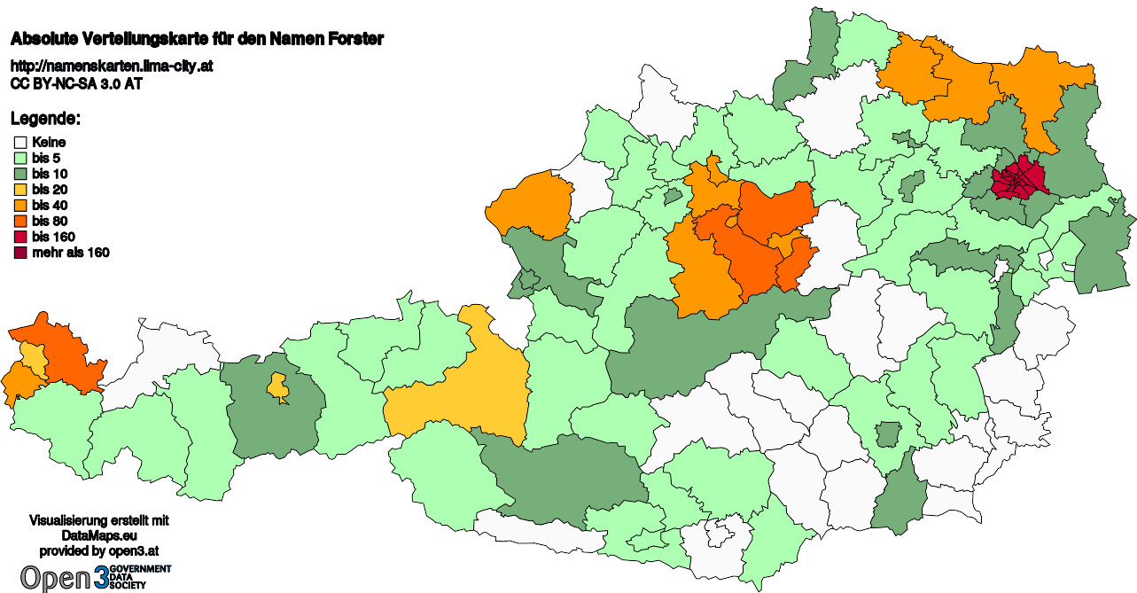Absolute Verteilungskarten Nachnamen Forster