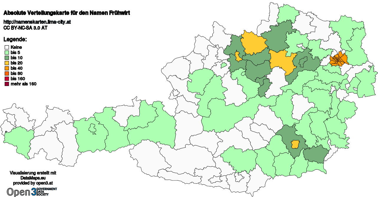 Absolute Verteilungskarten Nachnamen Frühwirt