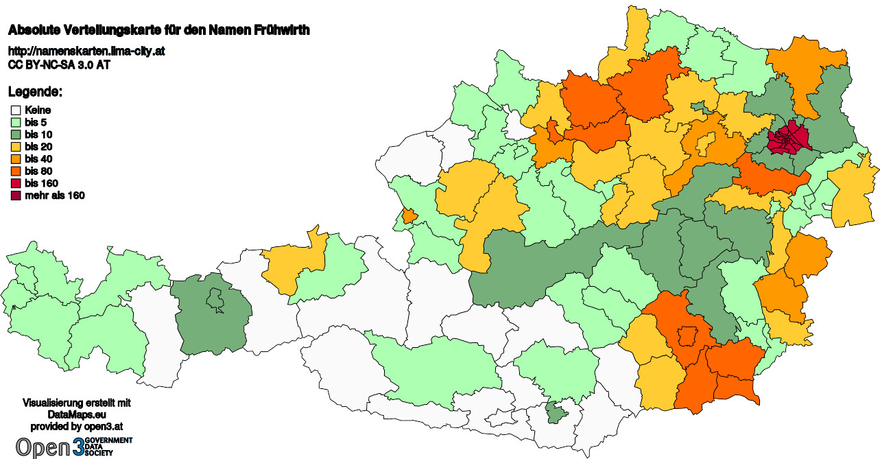 Absolute Verteilungskarten Nachnamen Frühwirth