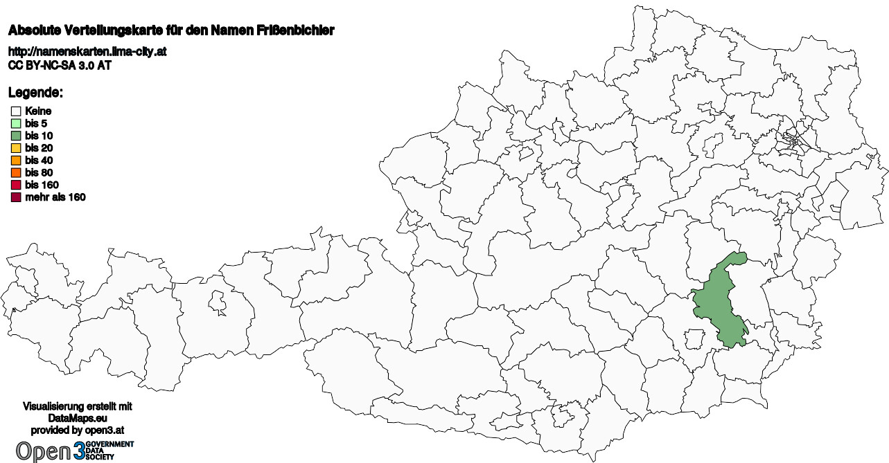 Absolute Verteilungskarten Nachnamen Frißenbichler