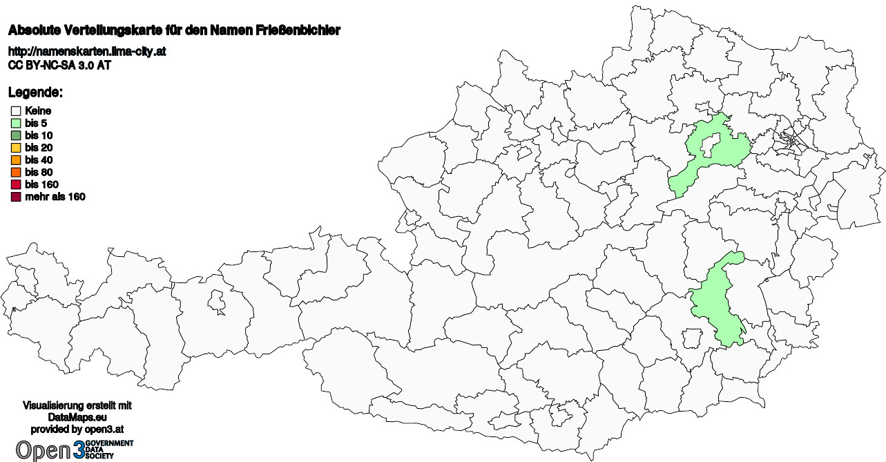 Absolute Verteilungskarten Nachnamen Frießenbichler