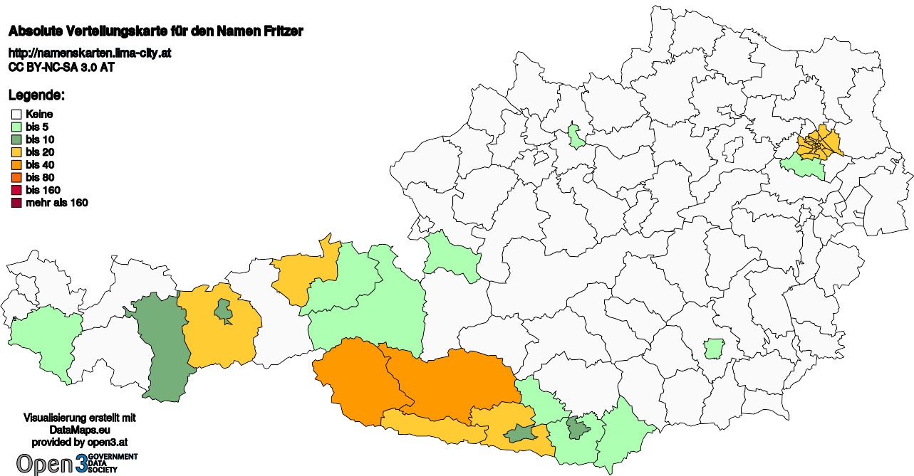 Absolute Verteilungskarten Nachnamen Fritzer