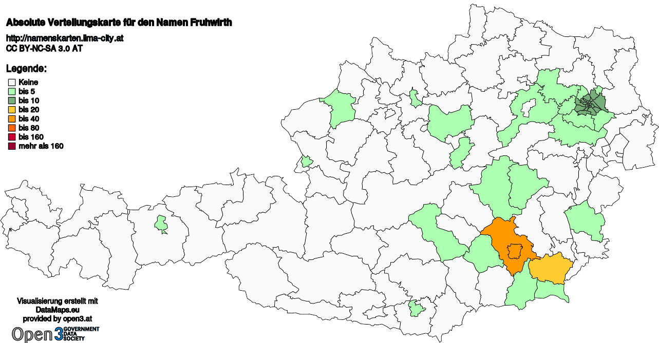 Absolute Verteilungskarten Nachnamen Fruhwirth