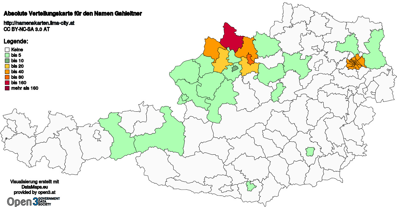 Absolute Verteilungskarten Nachnamen Gahleitner