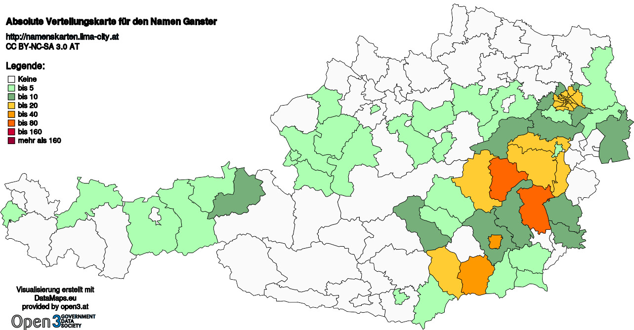 Absolute Verteilungskarten Nachnamen Ganster