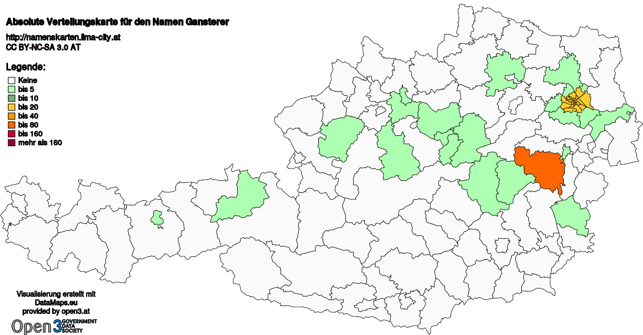 Absolute Verteilungskarten Nachnamen Gansterer