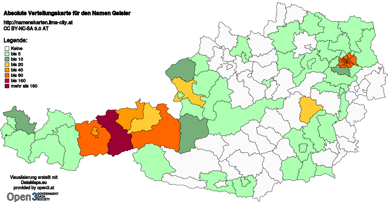 Absolute Verteilungskarten Nachnamen Geisler