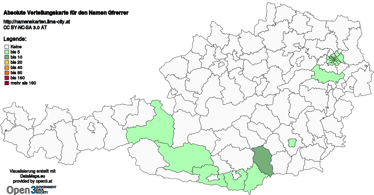 Absolute Verteilungskarten Nachnamen Gfrerrer