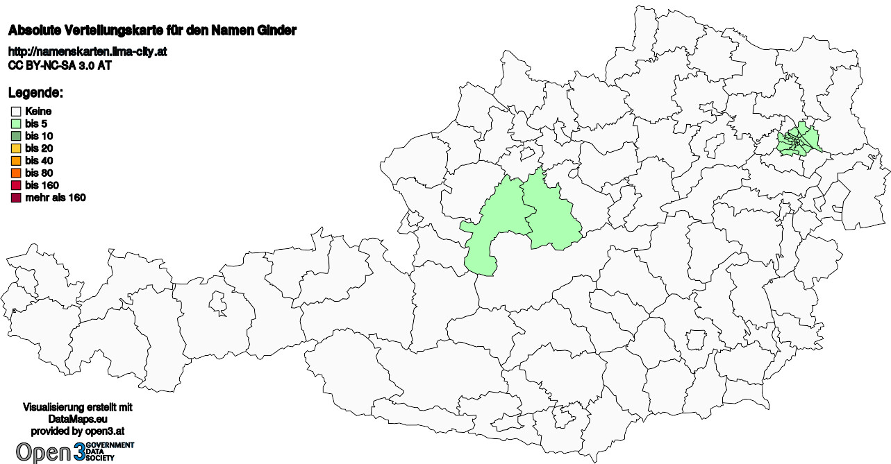 Absolute Verteilungskarten Nachnamen Ginder