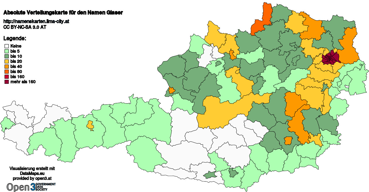 Absolute Verteilungskarten Nachnamen Glaser