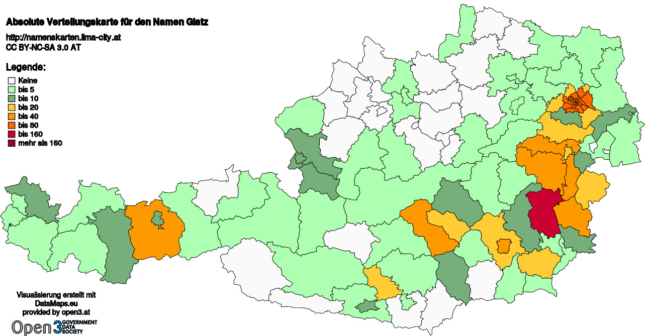 Absolute Verteilungskarten Nachnamen Glatz