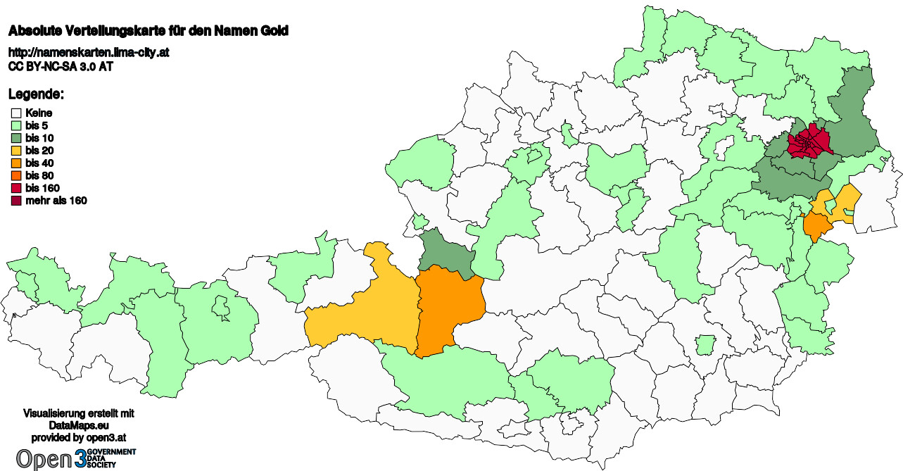 Absolute Verteilungskarten Nachnamen Gold