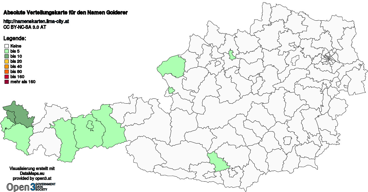 Absolute Verteilungskarten Nachnamen Golderer