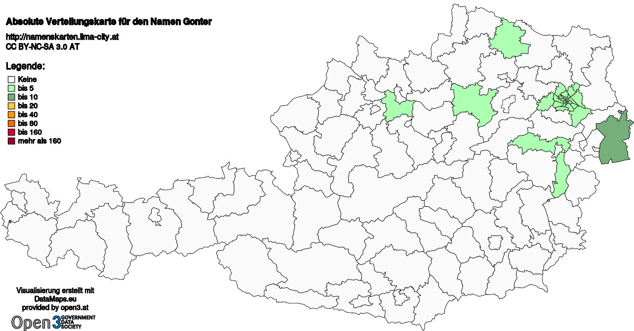 Absolute Verteilungskarten Nachnamen Gonter