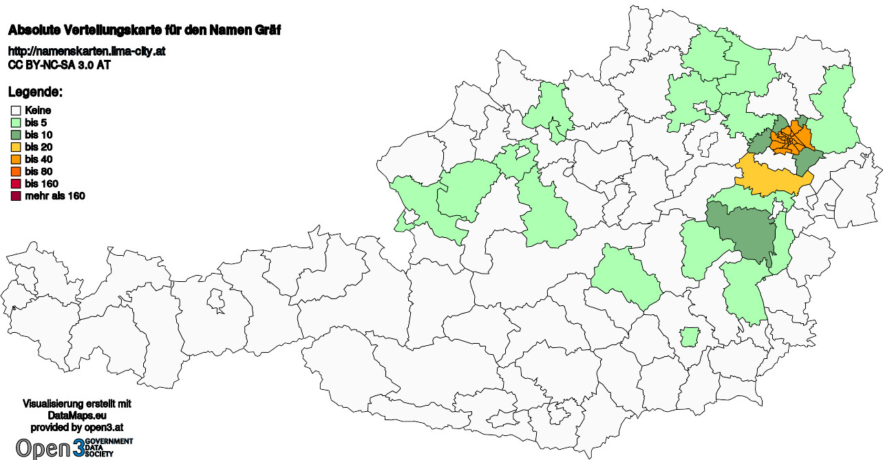 Absolute Verteilungskarten Nachnamen Gräf