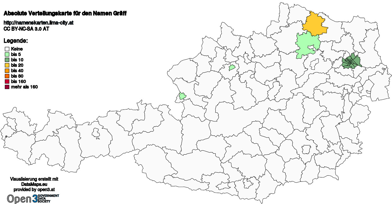 Absolute Verteilungskarten Nachnamen Gräff