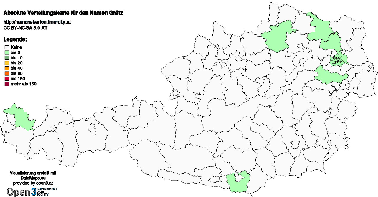 Absolute Verteilungskarten Nachnamen Grätz