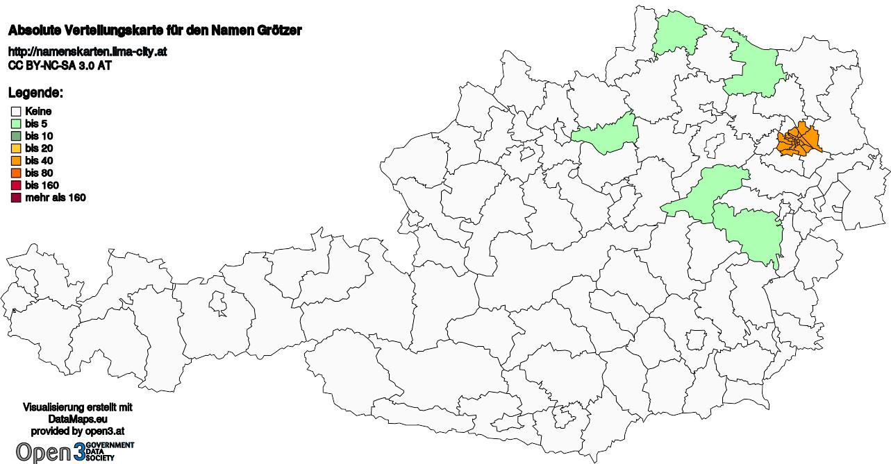 Absolute Verteilungskarten Nachnamen Grötzer